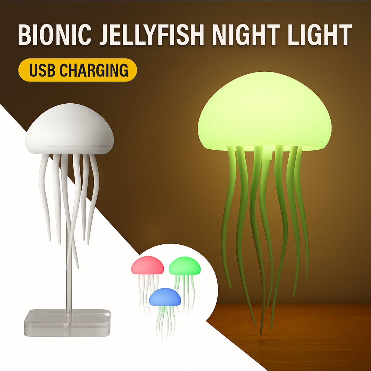 Jellyfish LED Night Light – Color-Changing Table Lamp with Dancing Jellyfish Effect | Relaxing Bedside Lamp & Perfect Birthday Gift for Kids
