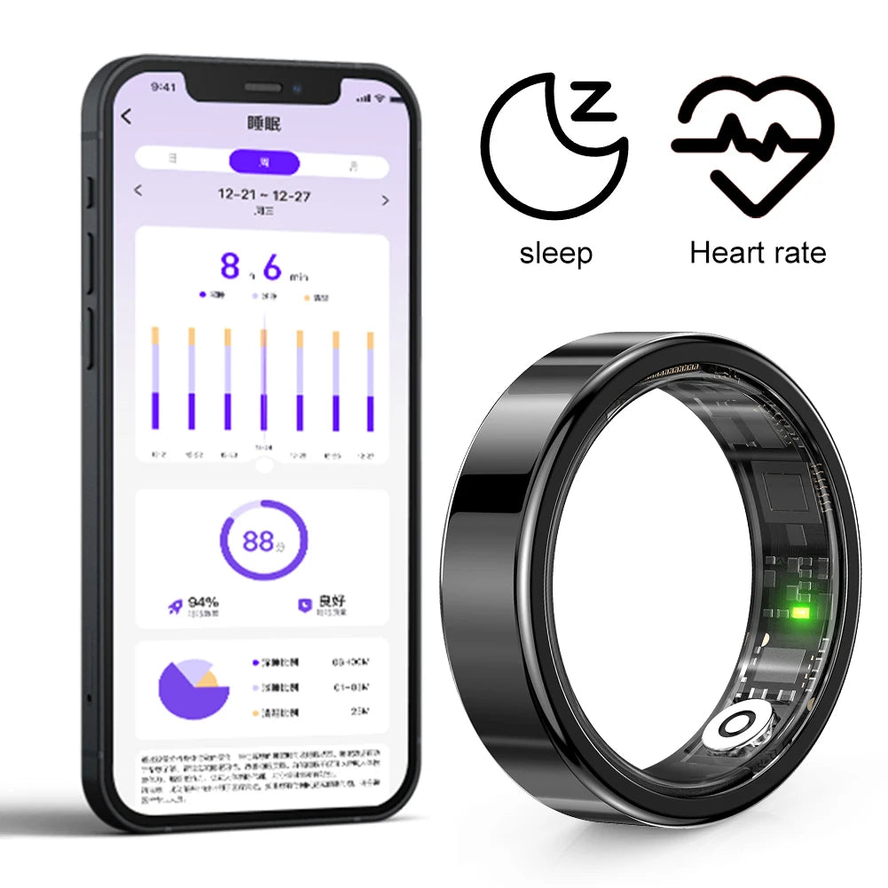 Fashion SR09 Smart Ring Health Tracker Bluetooth-Compatible 5.1 Health Ring Sport Fitness & Sleep Monitor for Android & Ios