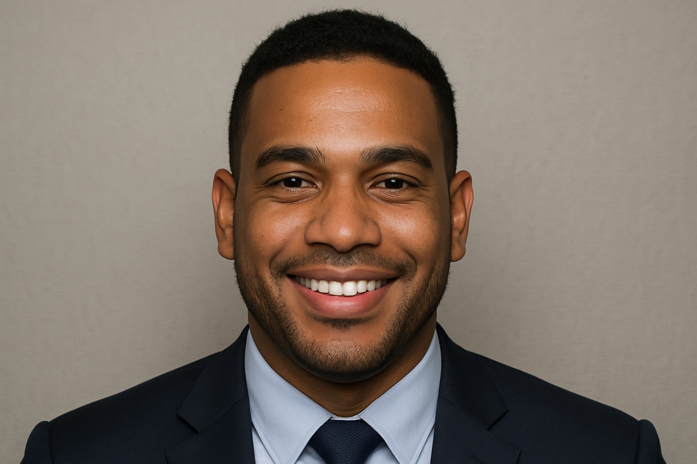 make a dominican man face like mugshot smiling for review