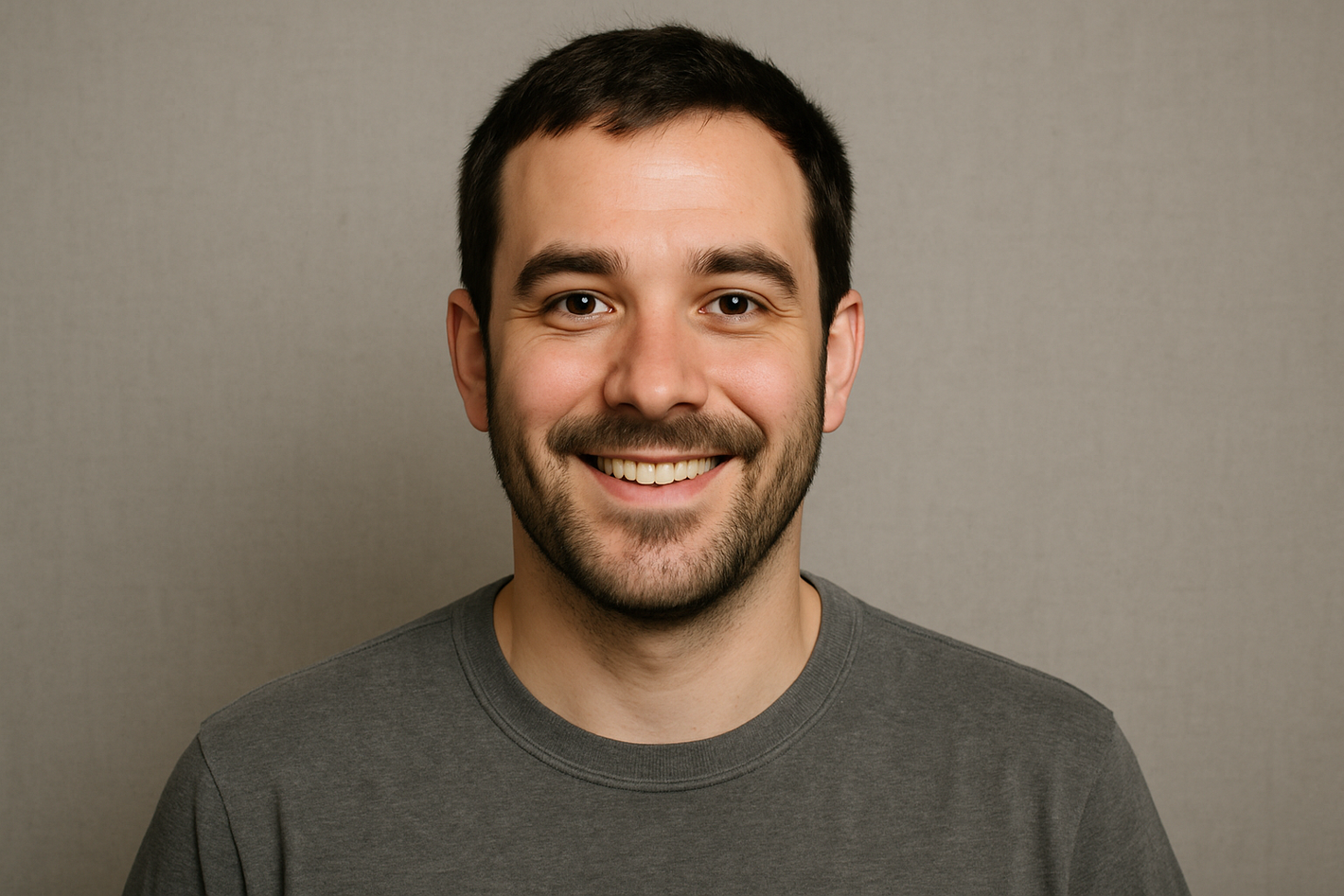make a man face like mugshot smiling for review